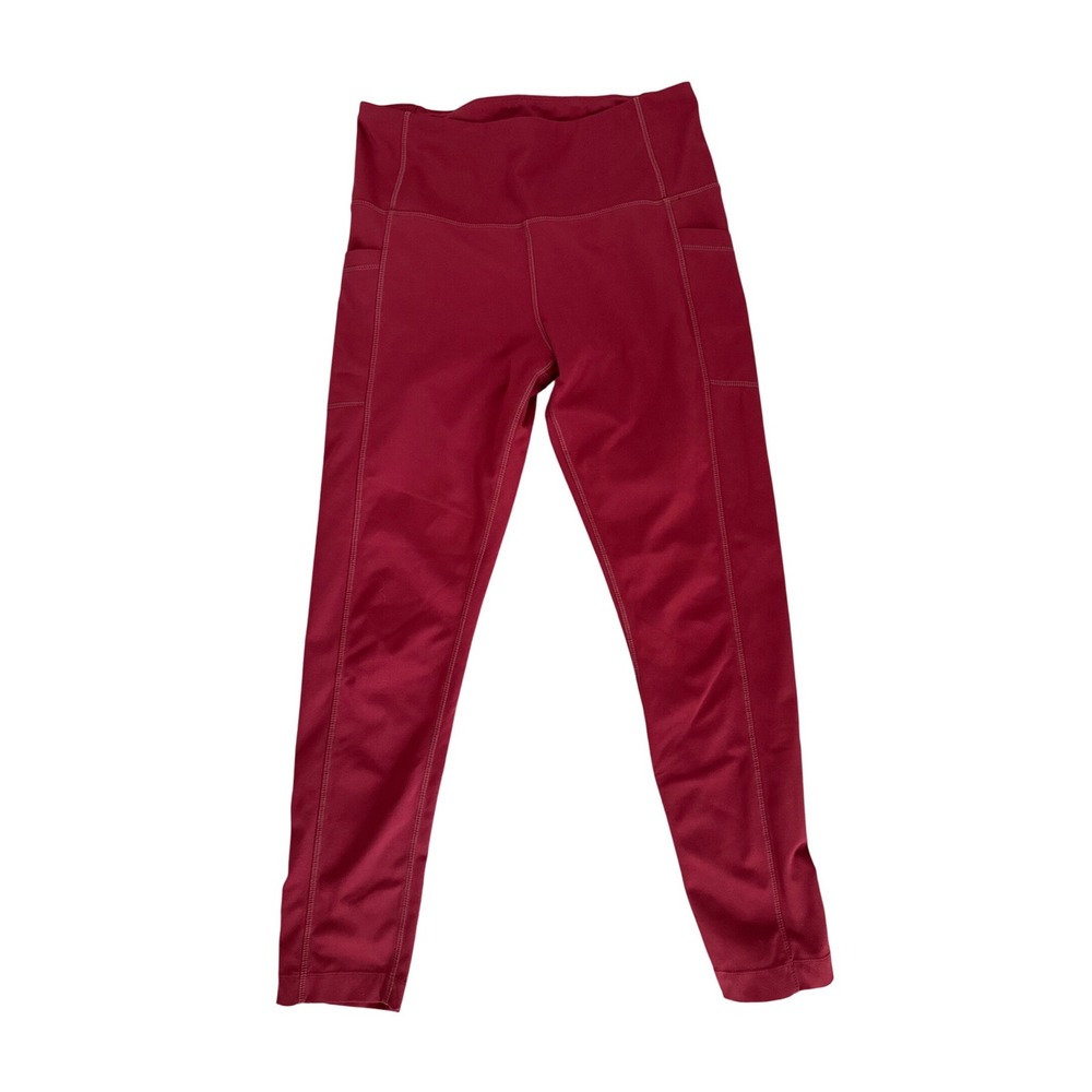 Mondetta Womens High Waisted Performance Luxury‎ Leggings Berry Red Pockets Sz M